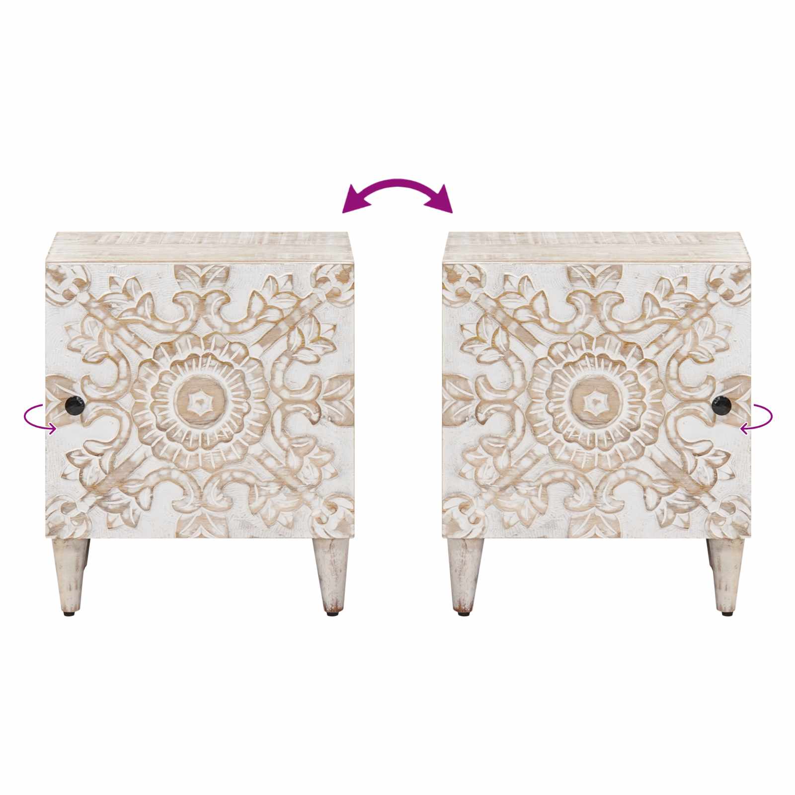 Šalia lovos spintelė 2 pcs Balta 40 x 33,5 x 46 cm