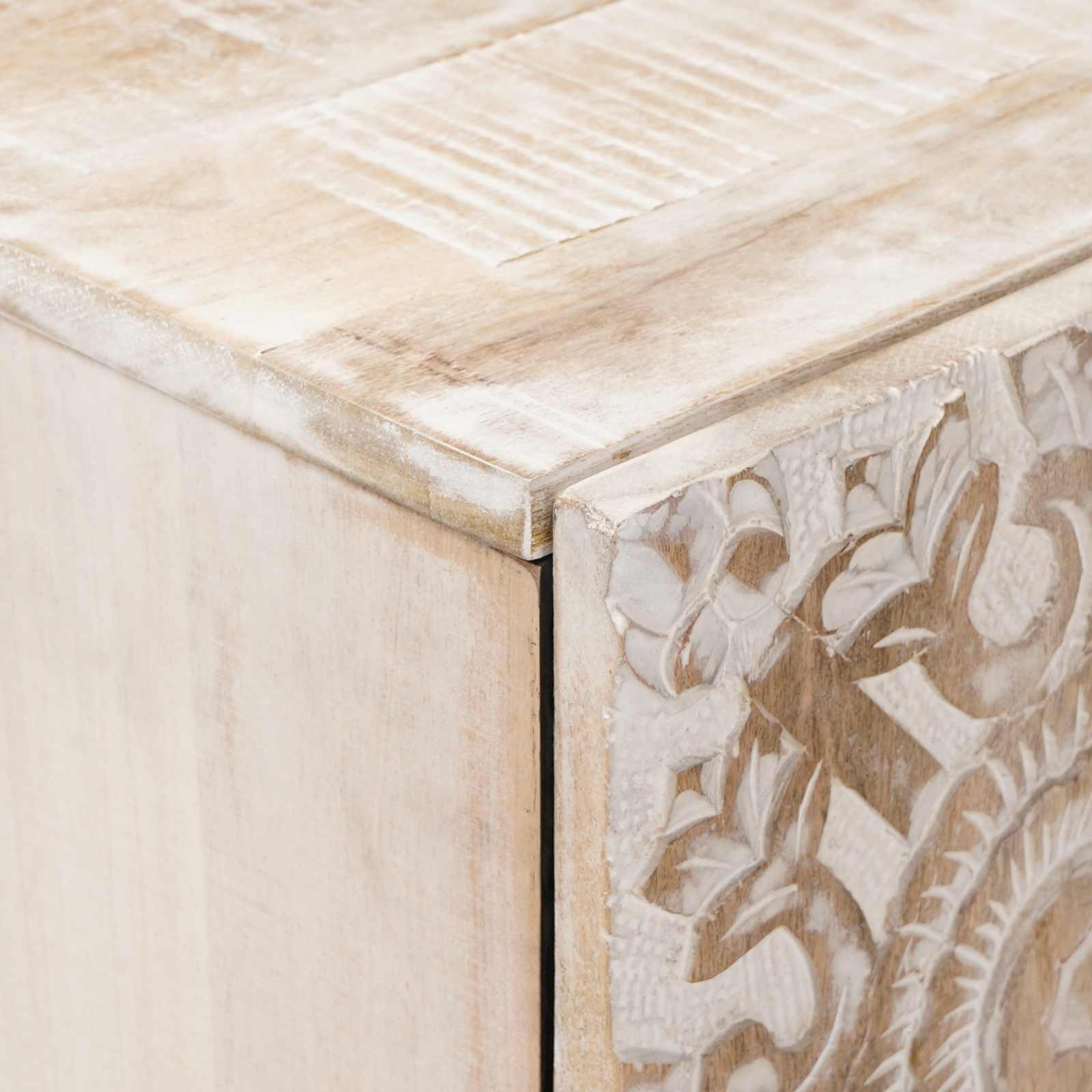 Sandėliavimo komodas Balta 60 x 33,5 x 75 cm Kietas mango medis