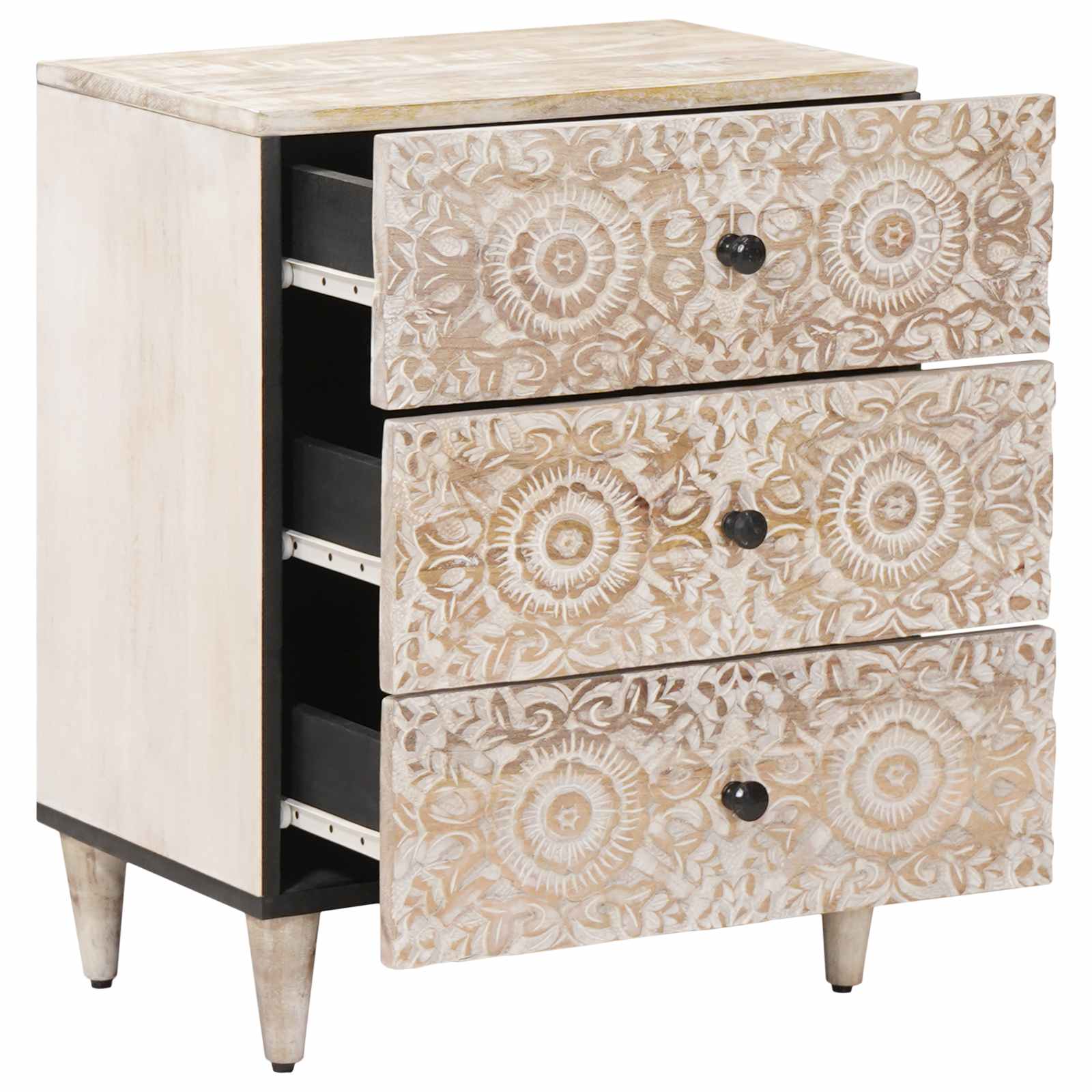 Lovos spintelė Balta 50 x 33 x 60 cm Kietas mango medis