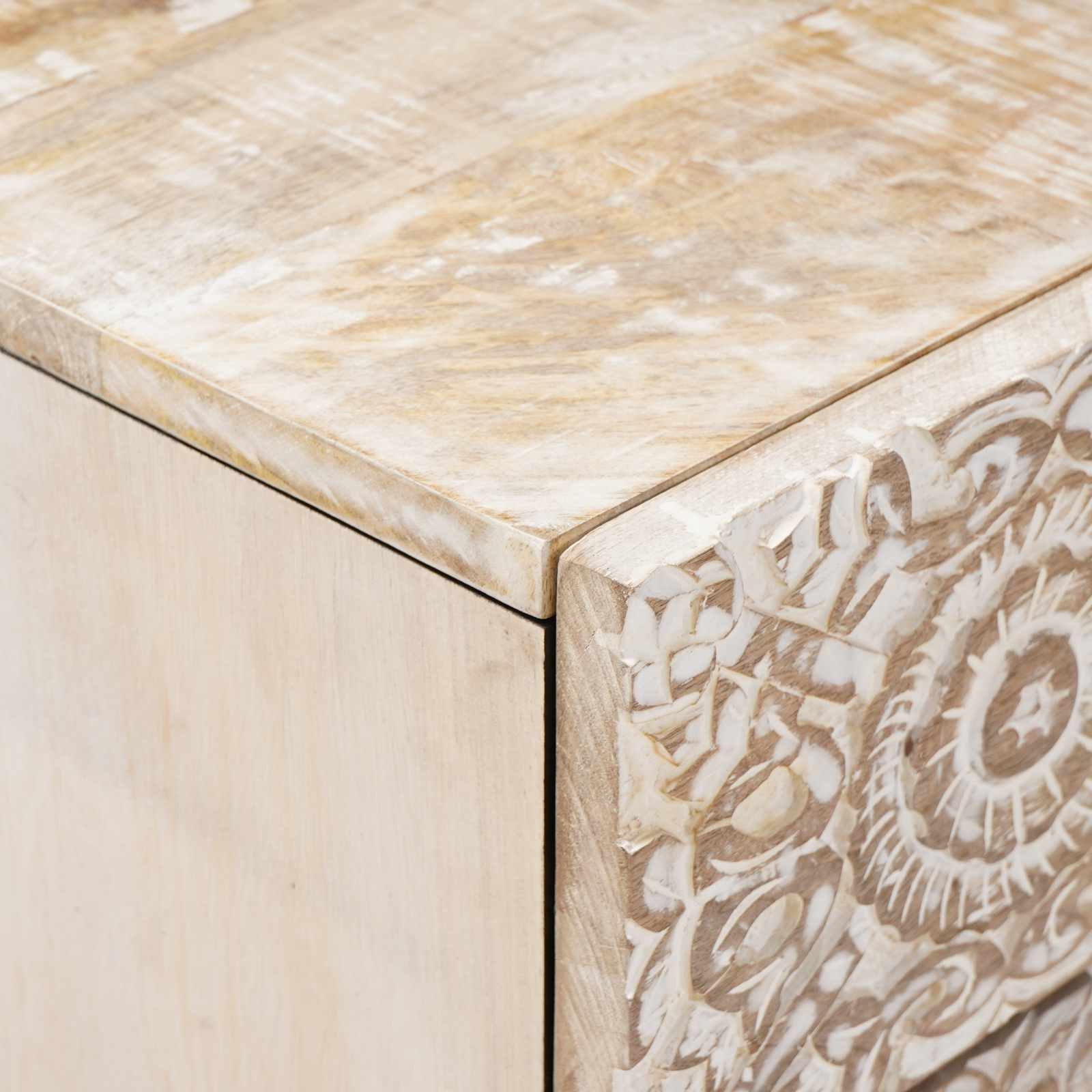 Bedside Cabinet White 50 x 33 x 60 cm Solid Mango Wood
