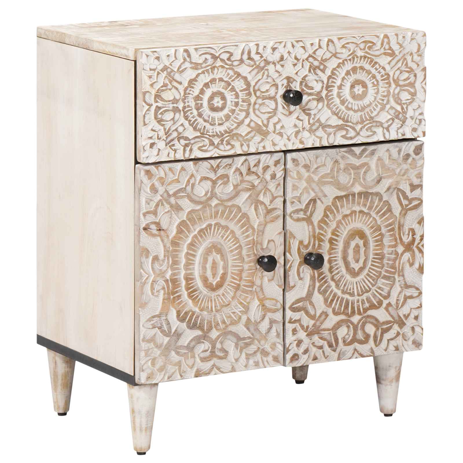 Bedside Cabinet White 50 x 33 x 60 cm Solid Mango Wood