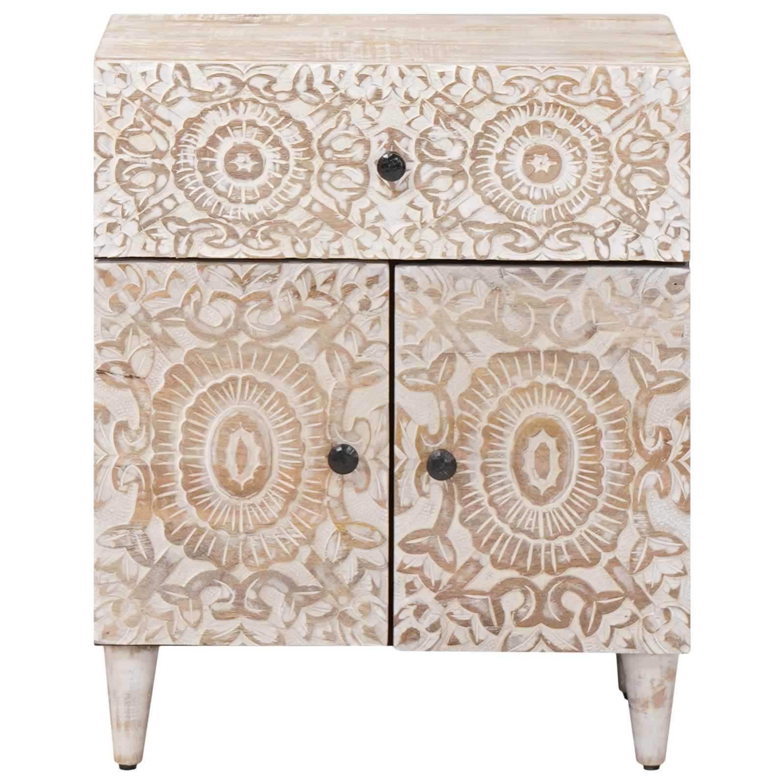 Bedside Cabinet White 50 x 33 x 60 cm Solid Mango Wood