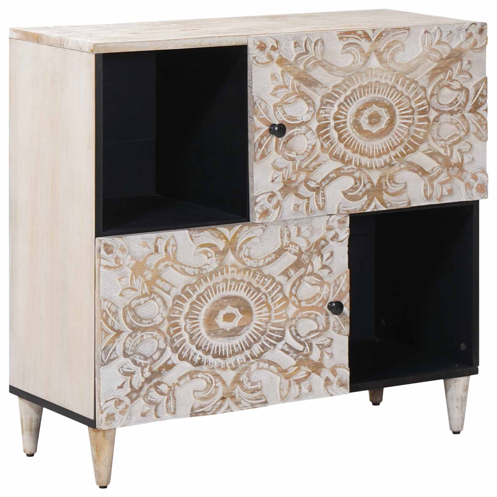 Kabalas ar glabātuvi Balts 80 x 33,5 x 75 cm Ciets mango koks
