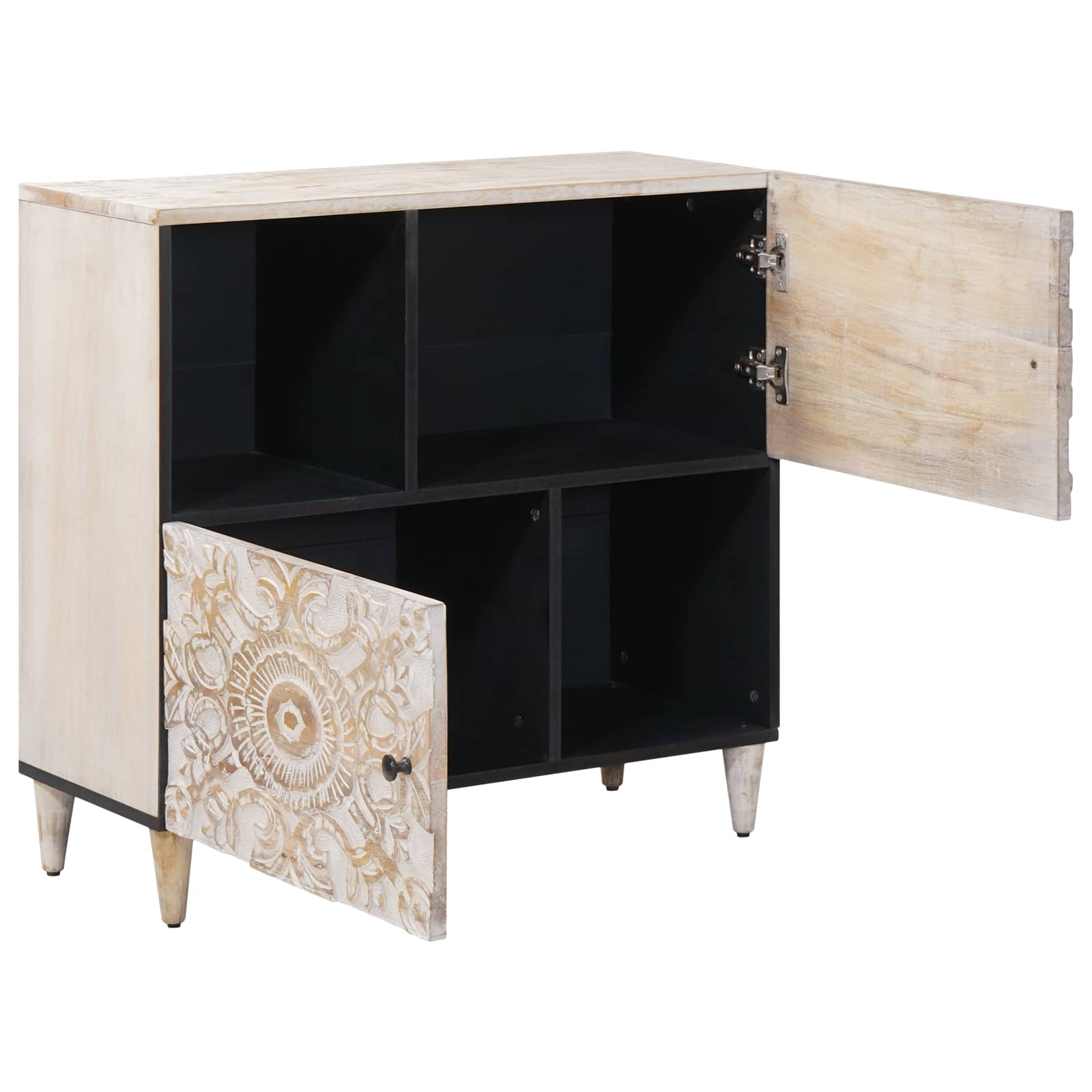 Kabalas ar glabātuvi Balts 80 x 33,5 x 75 cm Ciets mango koks