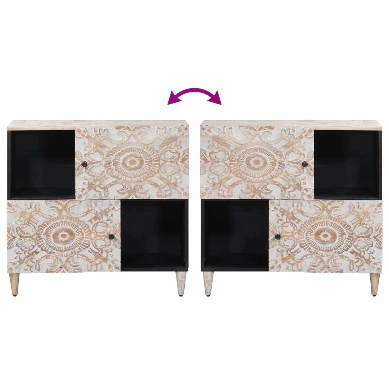 Kabalas ar glabātuvi Balts 80 x 33,5 x 75 cm Ciets mango koks