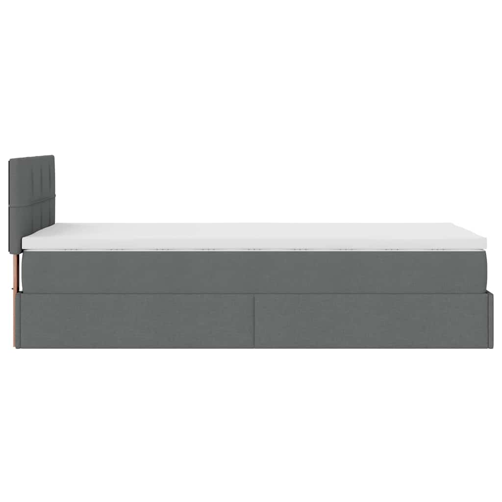 Osmanų lova su čiužiniu ir LED tamsiai pilkas 80x200cm audinys