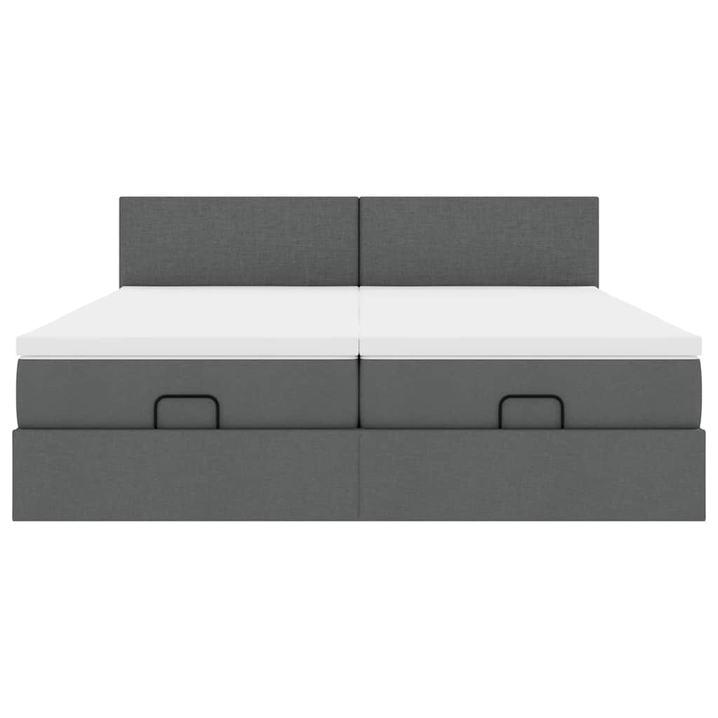 Osmanų lovos rėmas su čiužiniais, pilkas, 180x200cm, audinys