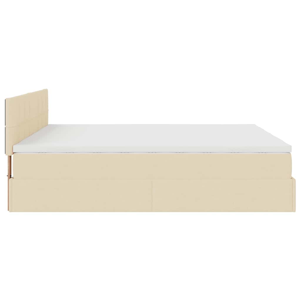 Ottoman bed frame with mattresses, cream, 200x200cm, fabric