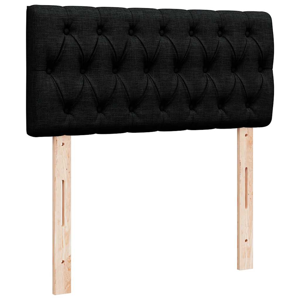 Ottoman bed frame with mattresses, black, 200x200cm, fabric