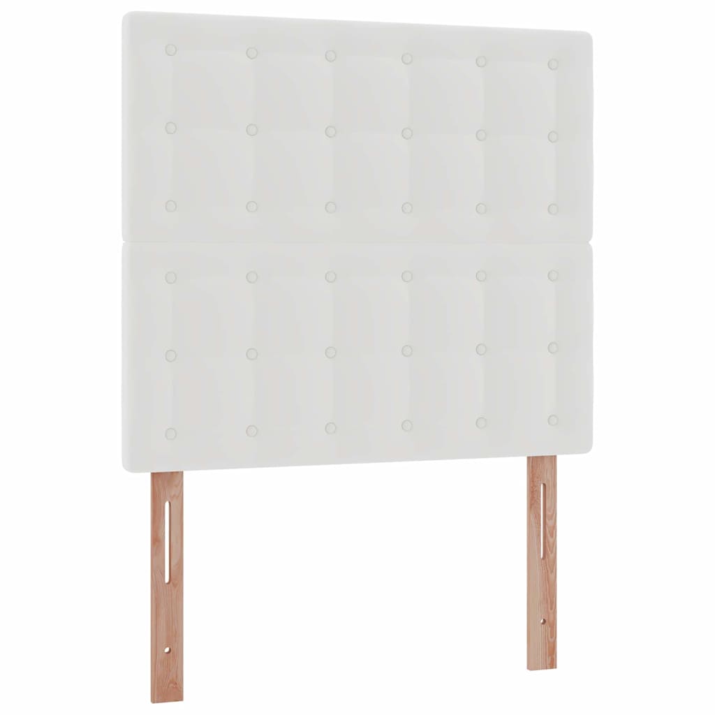 Ottoman bed frame with mattress, white, 80x200cm, faux leather