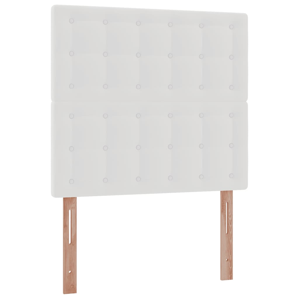 Ottoman bed frame with mattress, white, 90x200cm, faux leather