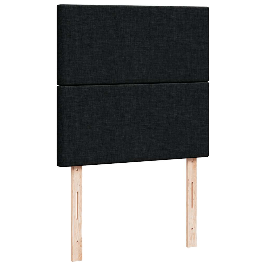 Ottoman bed frame with mattress, black, 100x200cm, fabric
