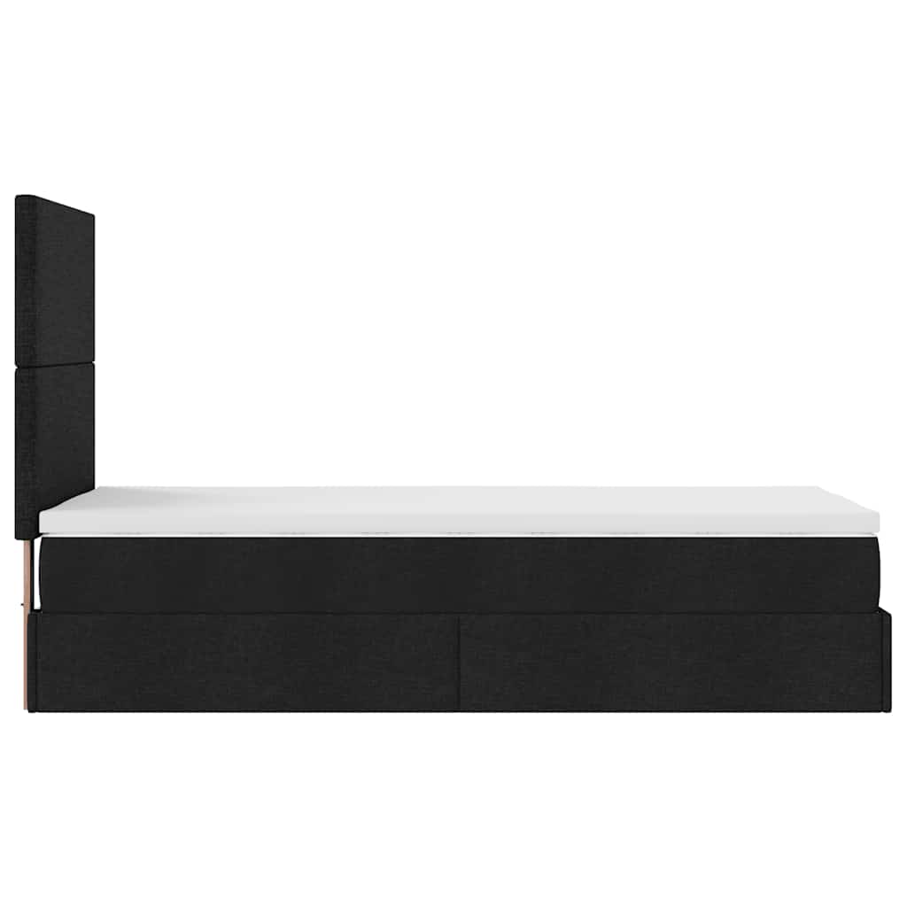 Ottoman bed frame with mattress, black, 100x200cm, fabric
