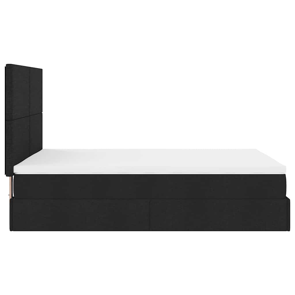 Ottoman Bed Frame with Mattress, Black, 140x200cm, Fabric