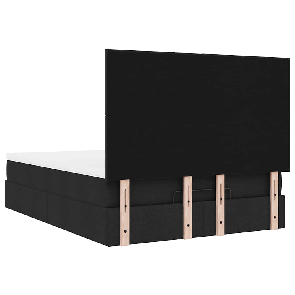 Ottoman Bed Frame with Mattress, Black, 140x200cm, Fabric