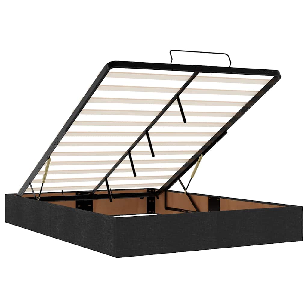 Ottoman Bed Frame with Mattress, Black, 140x200cm, Fabric