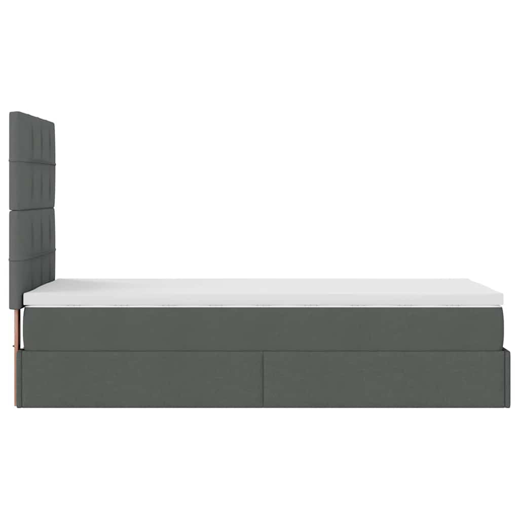 Ottoman bed frame with mattress, grey, 90x200cm, fabric