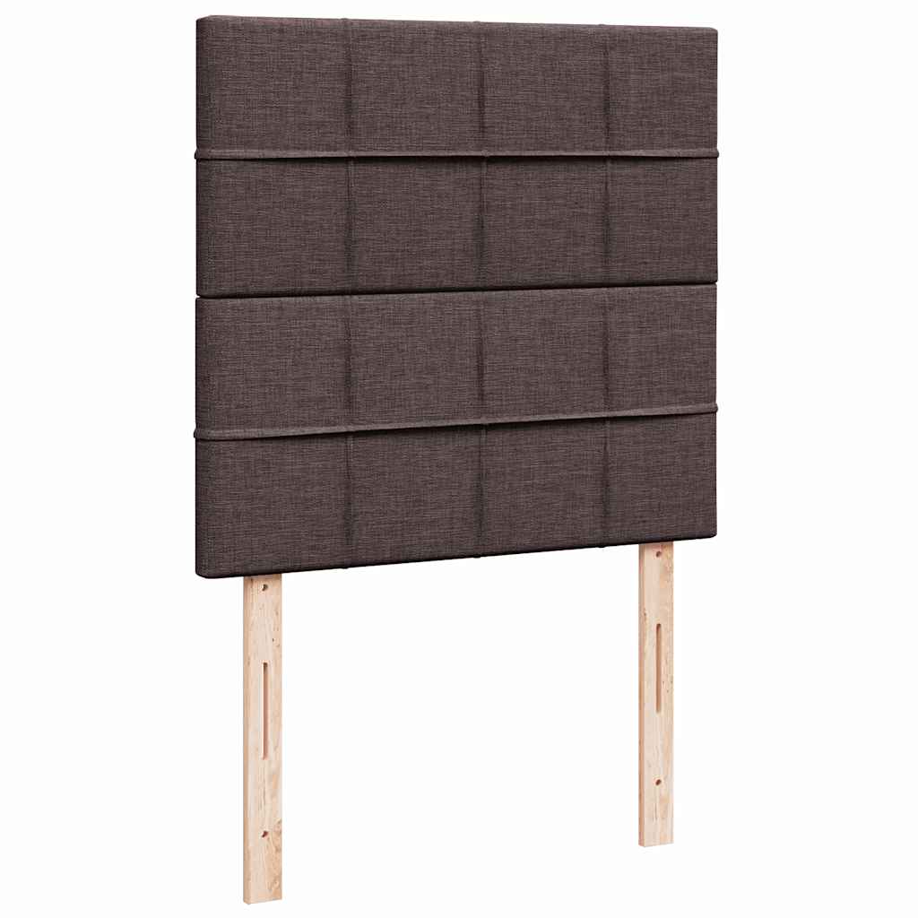 Ottoman bed frame with mattress, brown, 90x200cm, fabric