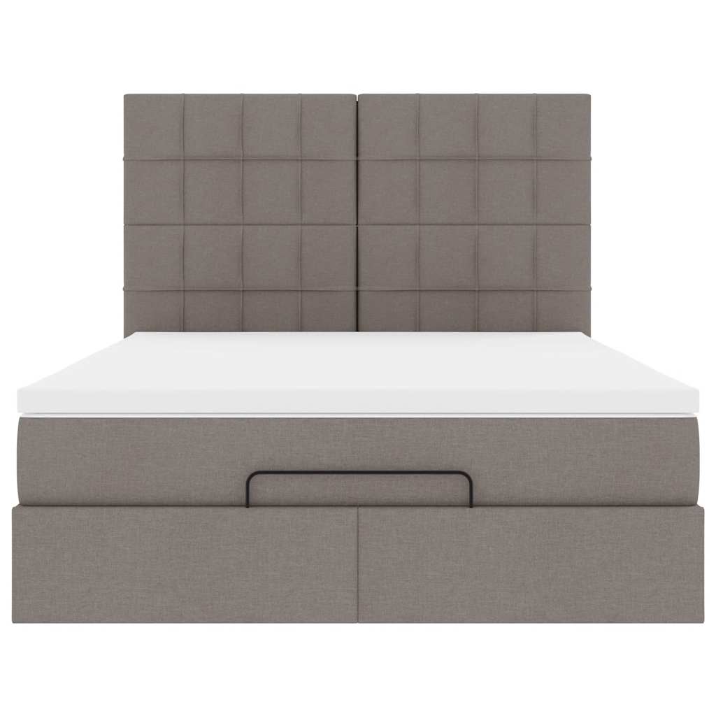 Ottoman bed frame with mattress, taupe, 140x200cm, fabric