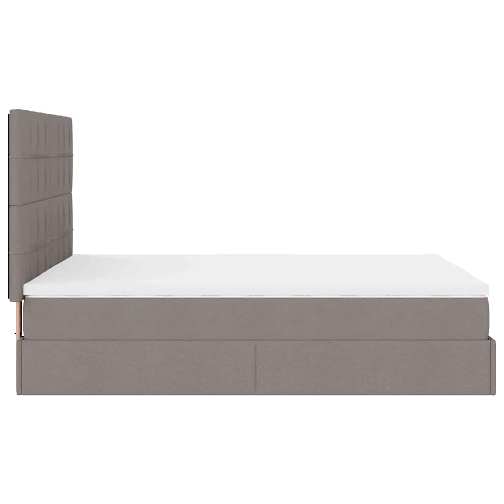Ottoman bed frame with mattress, taupe, 140x200cm, fabric