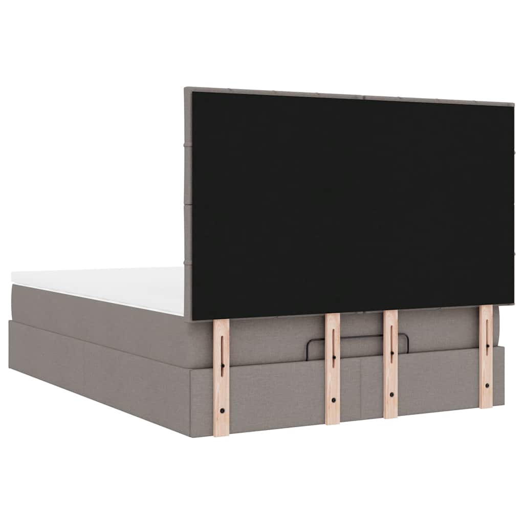 Ottoman bed frame with mattress, taupe, 140x200cm, fabric