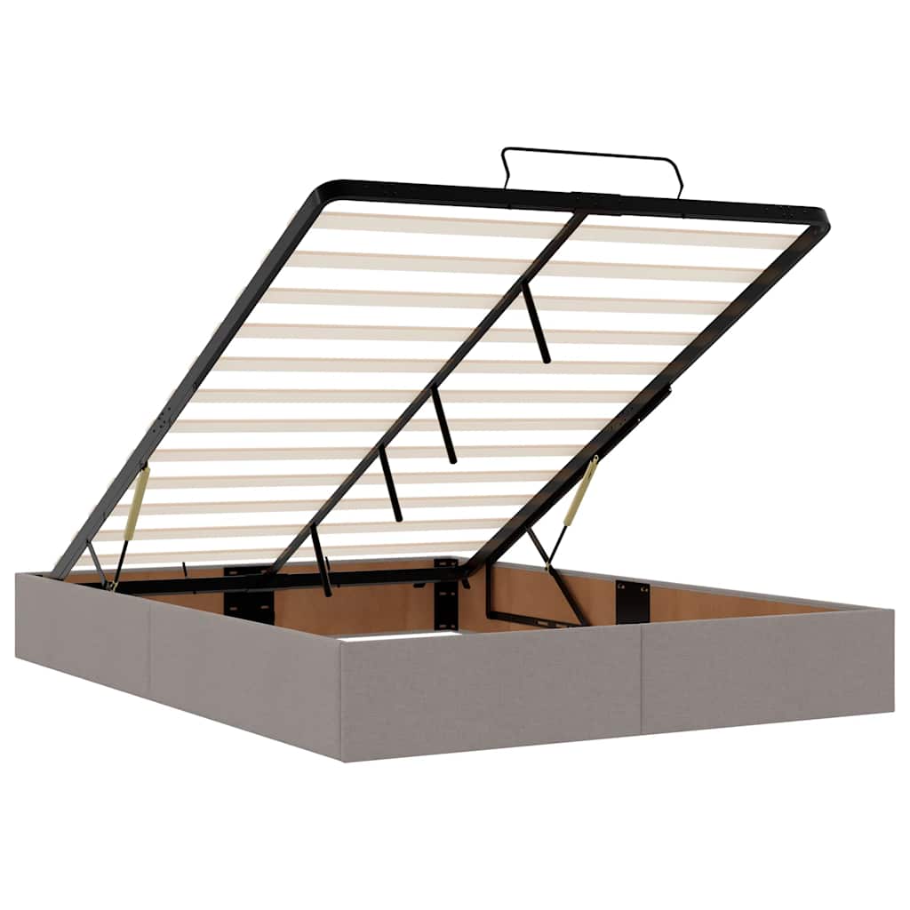 Ottoman bed frame with mattress, taupe, 140x200cm, fabric