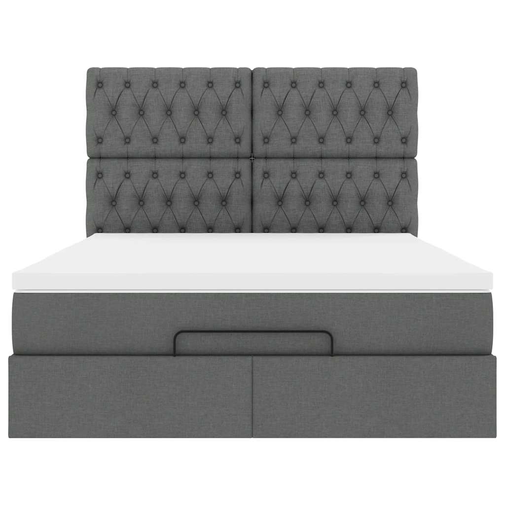 Ottoman bed frame with mattress, grey, 140x200cm, fabric