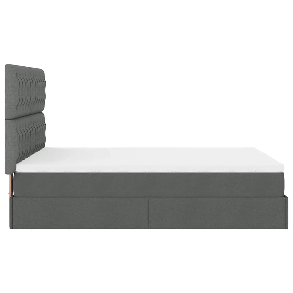 Ottoman bed frame with mattress, grey, 140x200cm, fabric