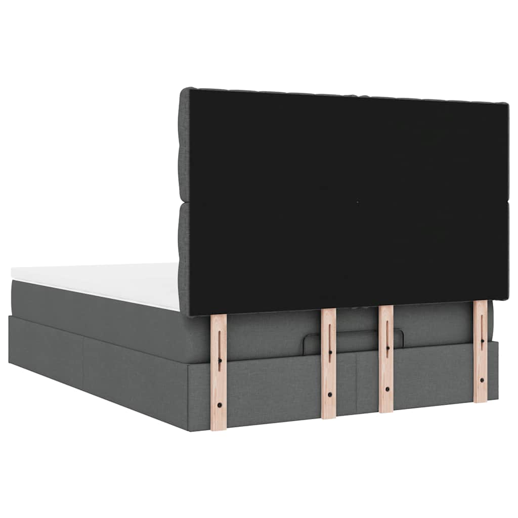 Ottoman bed frame with mattress, grey, 140x200cm, fabric