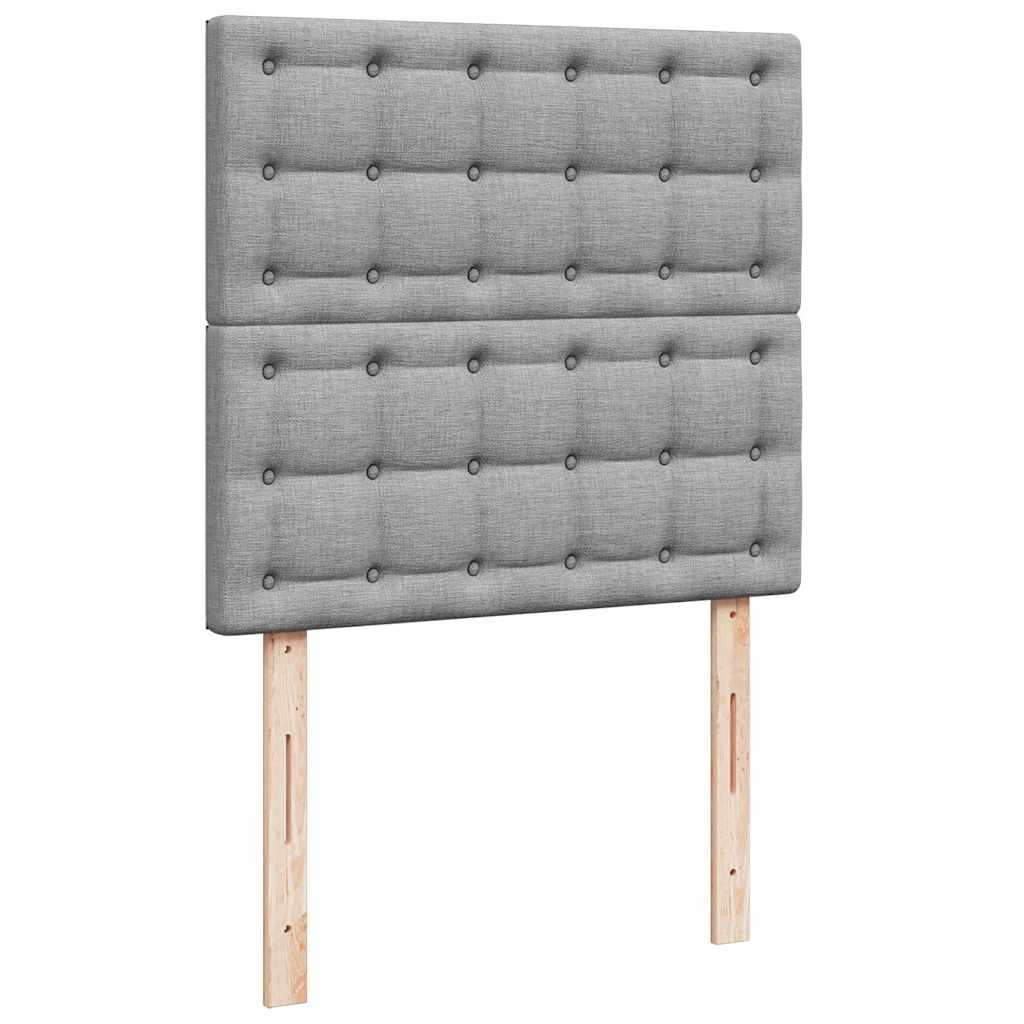 Osmanų lova su čiužiniu ir LED šviesiai pilkas 90x200cm audinys