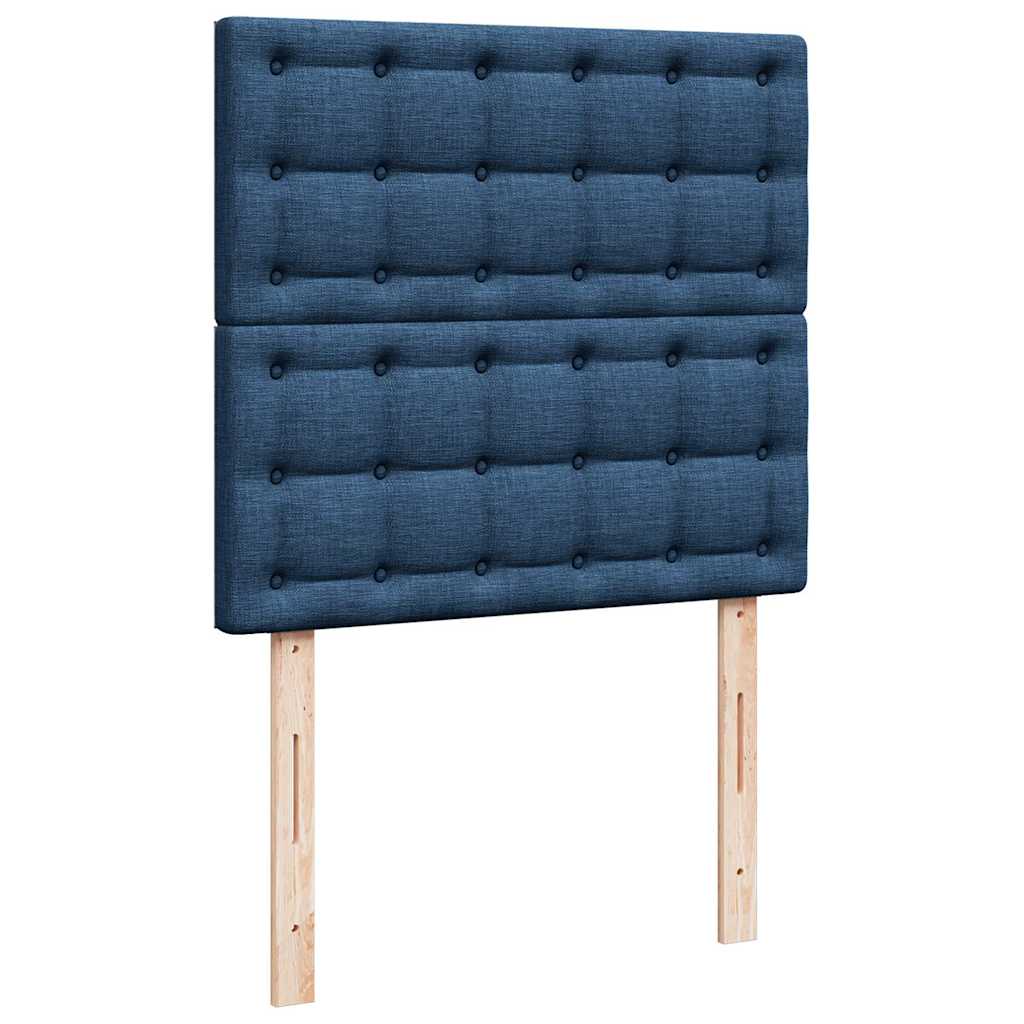 Ottoman bed frame with mattress, blue, 90x200cm, fabric