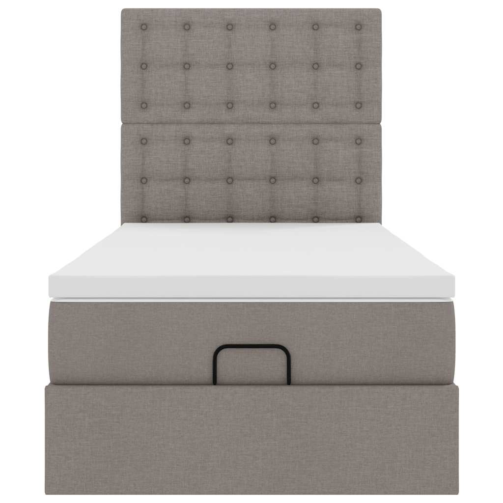 Osmaņu gultas rāmis ar matraci, taupe, 100x200cm, audums