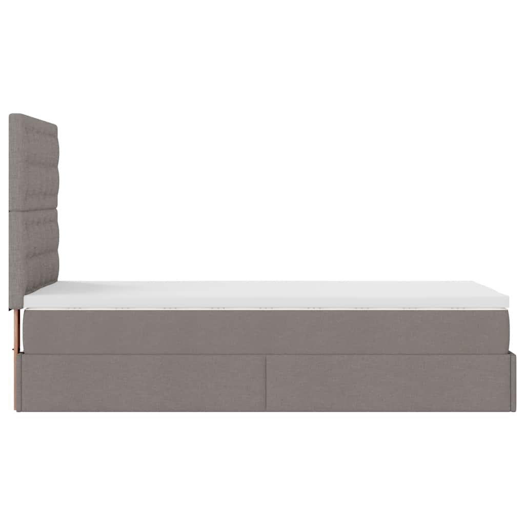 Osmaņu gultas rāmis ar matraci, taupe, 100x200cm, audums
