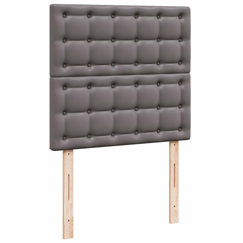 Otomāņu gulta ar matračiem un LED, pelēka, 160x200cm, mākslīgā āda
