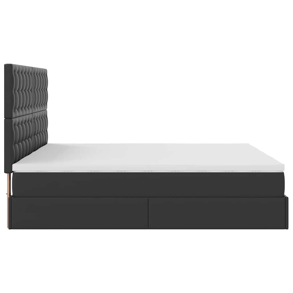 Ottoman bed frame with mattresses, black, 180x200cm, artificial leather