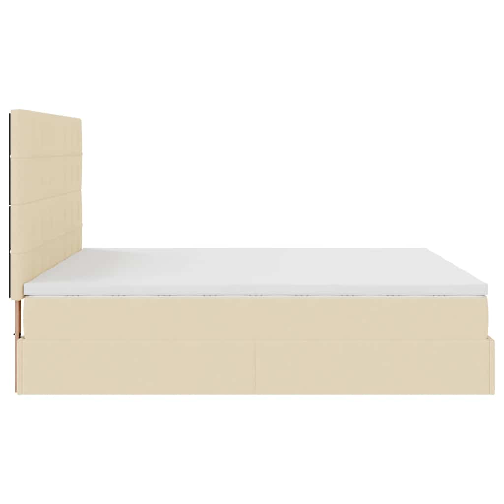 Ottoman bed frame with mattresses, cream, 200x200cm, fabric