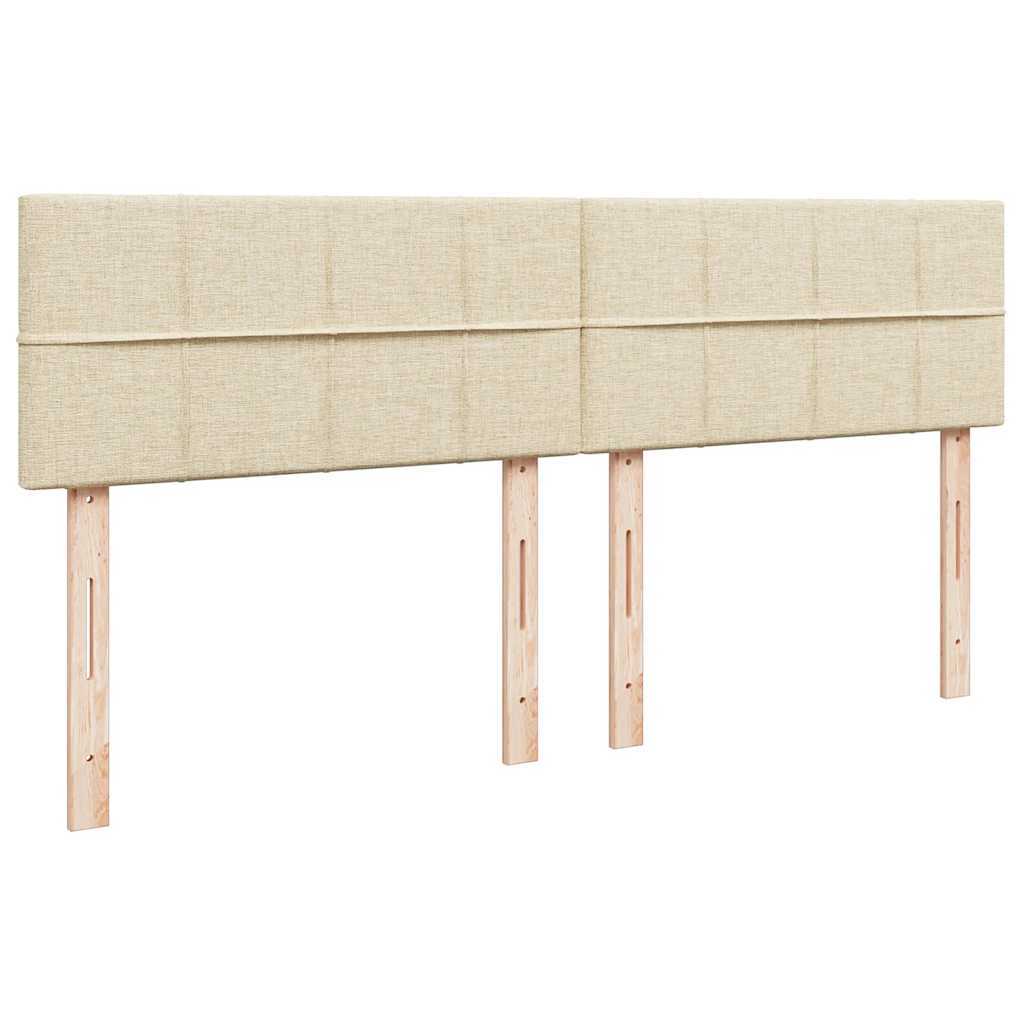 Ottoman bed frame with mattresses, cream, 200x200cm, fabric