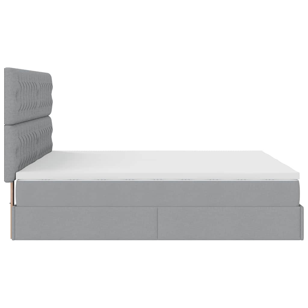 Ottoman bed frame with mattresses, gray, 200x200cm, fabric