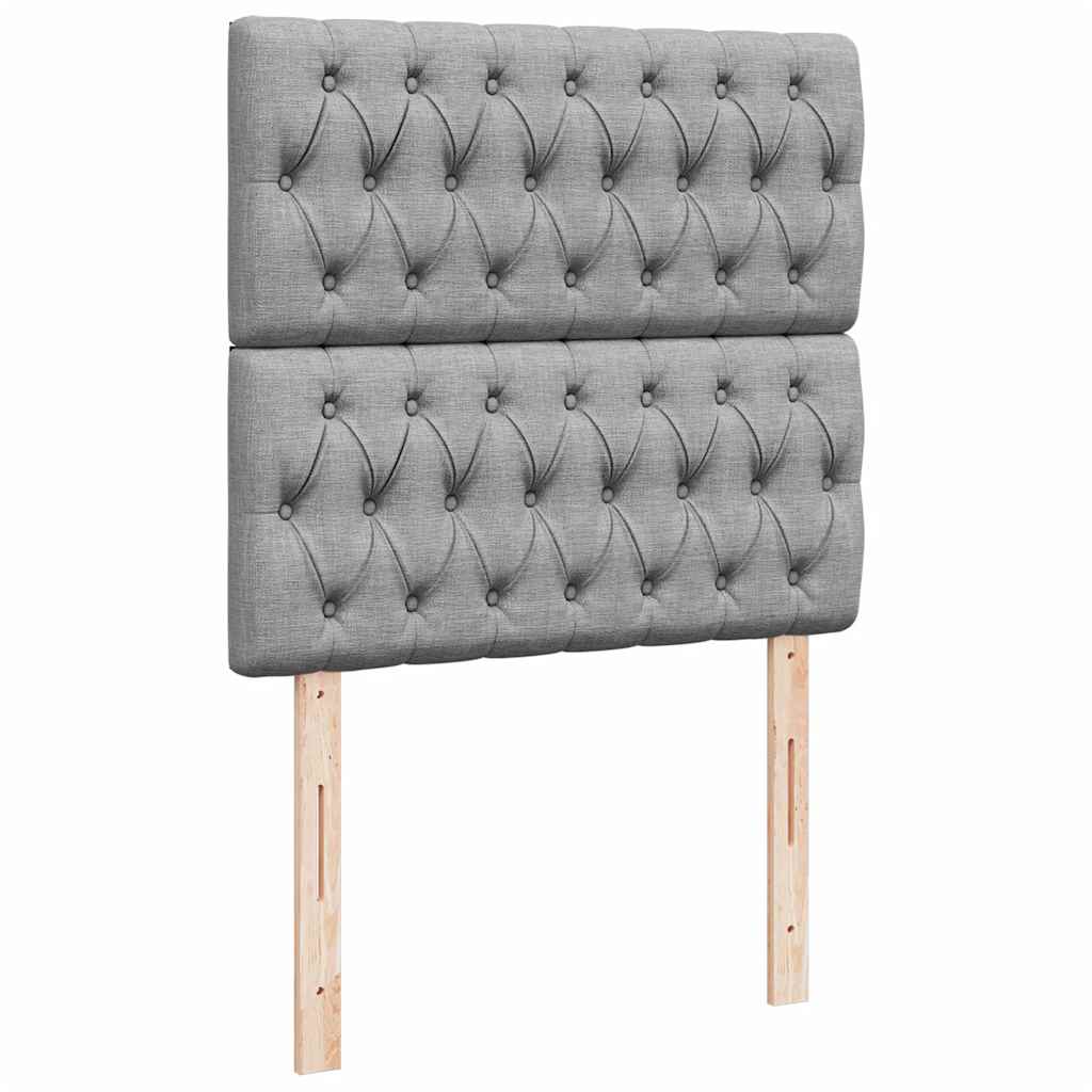 Ottoman bed frame with mattresses, gray, 200x200cm, fabric
