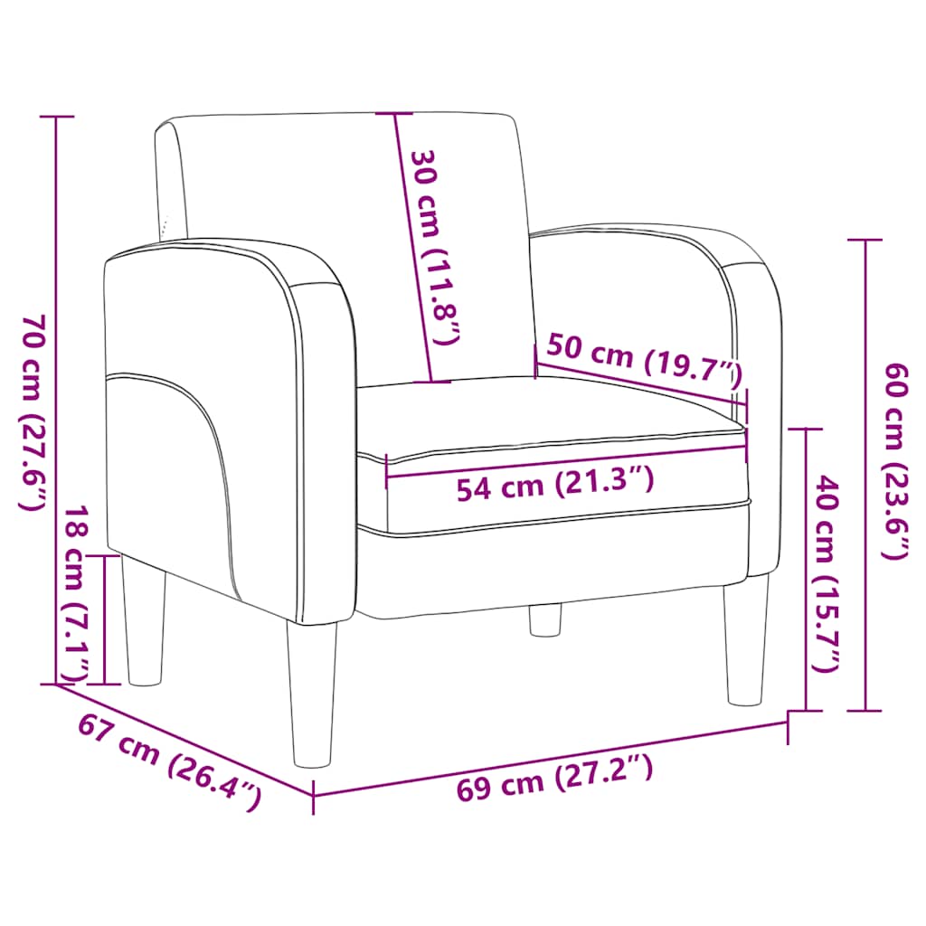 Sofa-kėdė su porankiais, juoda, 54 cm, dirbtinė oda