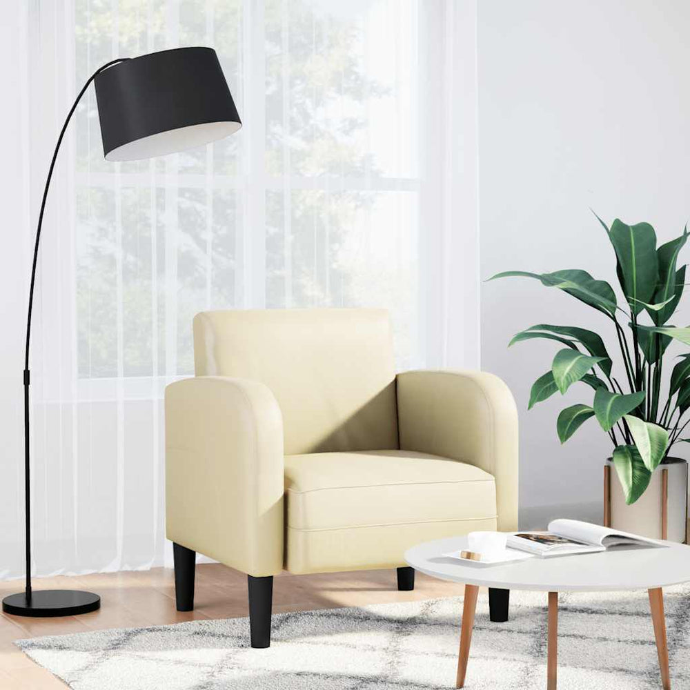 Sofos kėdė su porankiais, kreminė, 54cm, dirbtinė oda