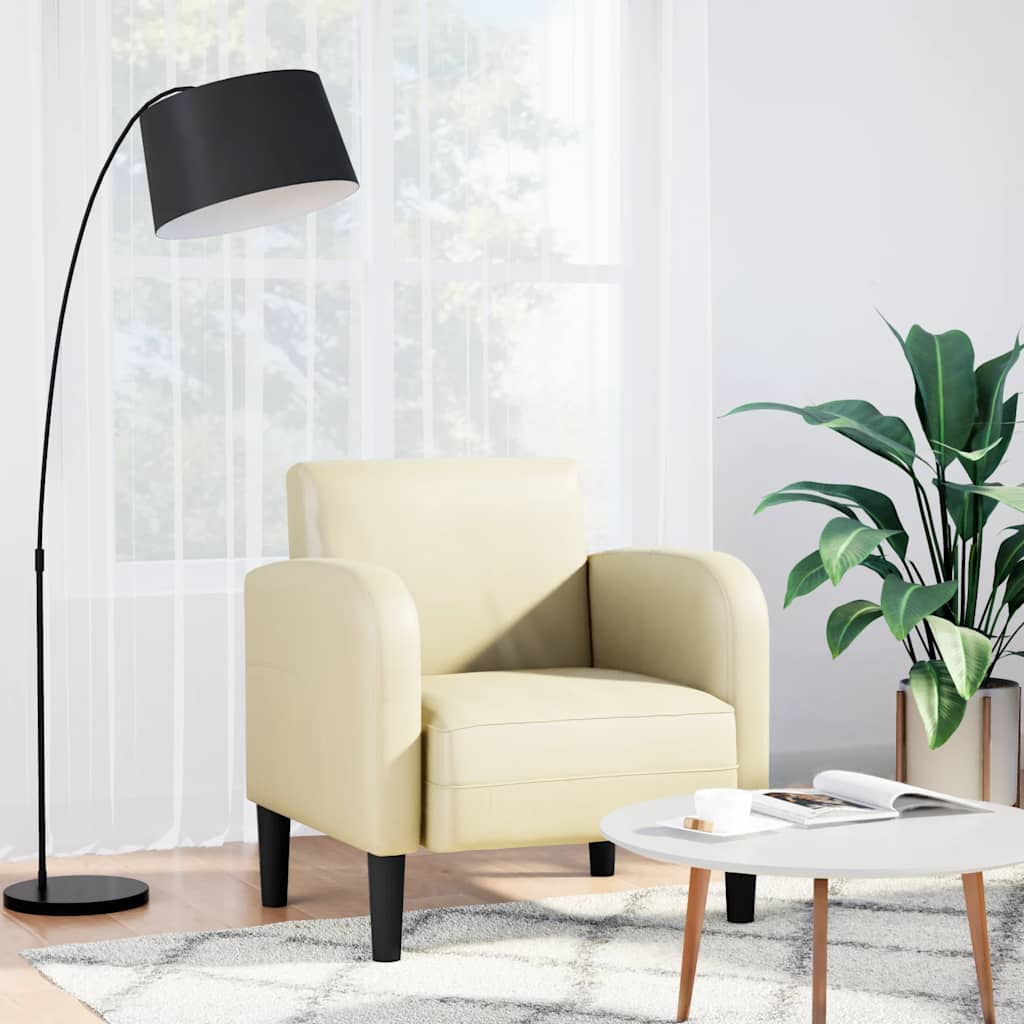 Armchair with armrests, cream, 54cm, artificial leather