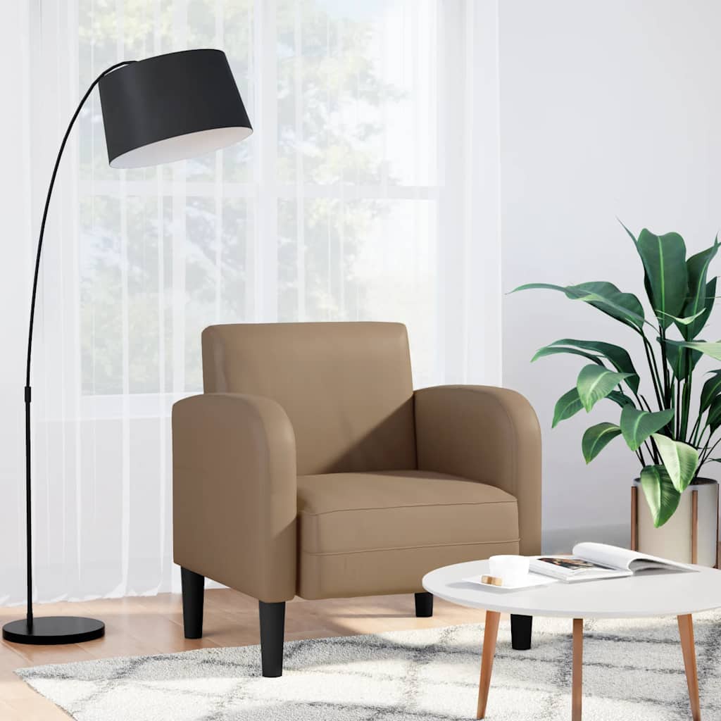Dīvāna krēsls ar roku balstiem, kapučīno, 54cm, mākslīgā āda