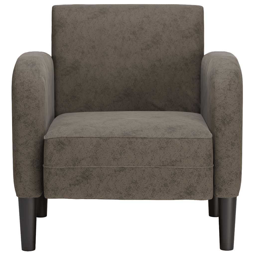Dīvāna krēsls ar roku balstiem, tumši pelēks, 54cm, mākslīgā āda