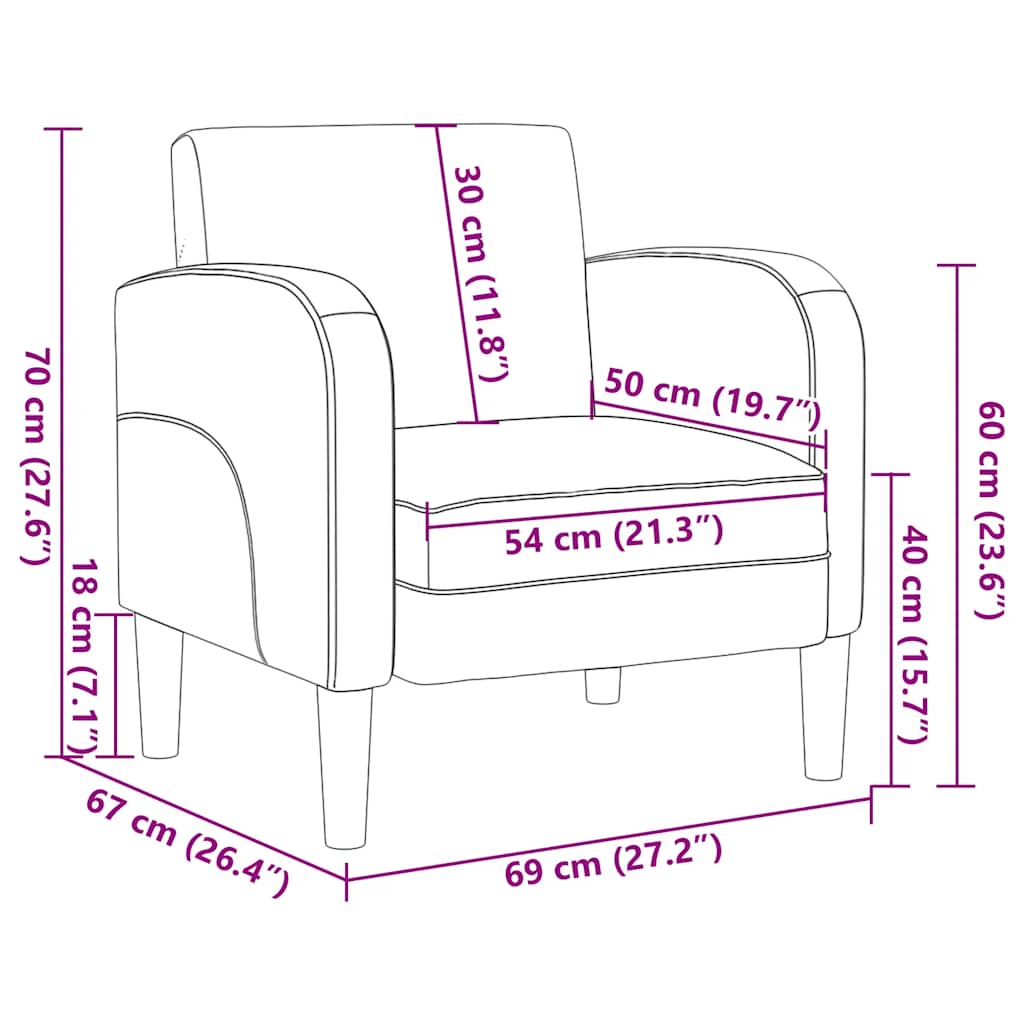 Dīvāna krēsls ar roku balstiem, tumši pelēks, 54cm, mākslīgā āda