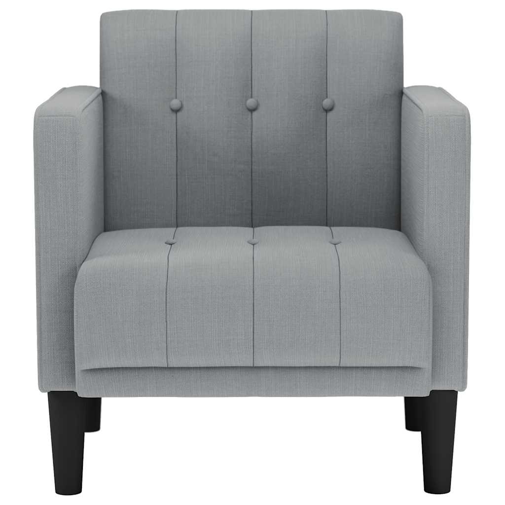 Sofa-kėdė su porankiais, šviesiai pilka, 53 cm, audinys