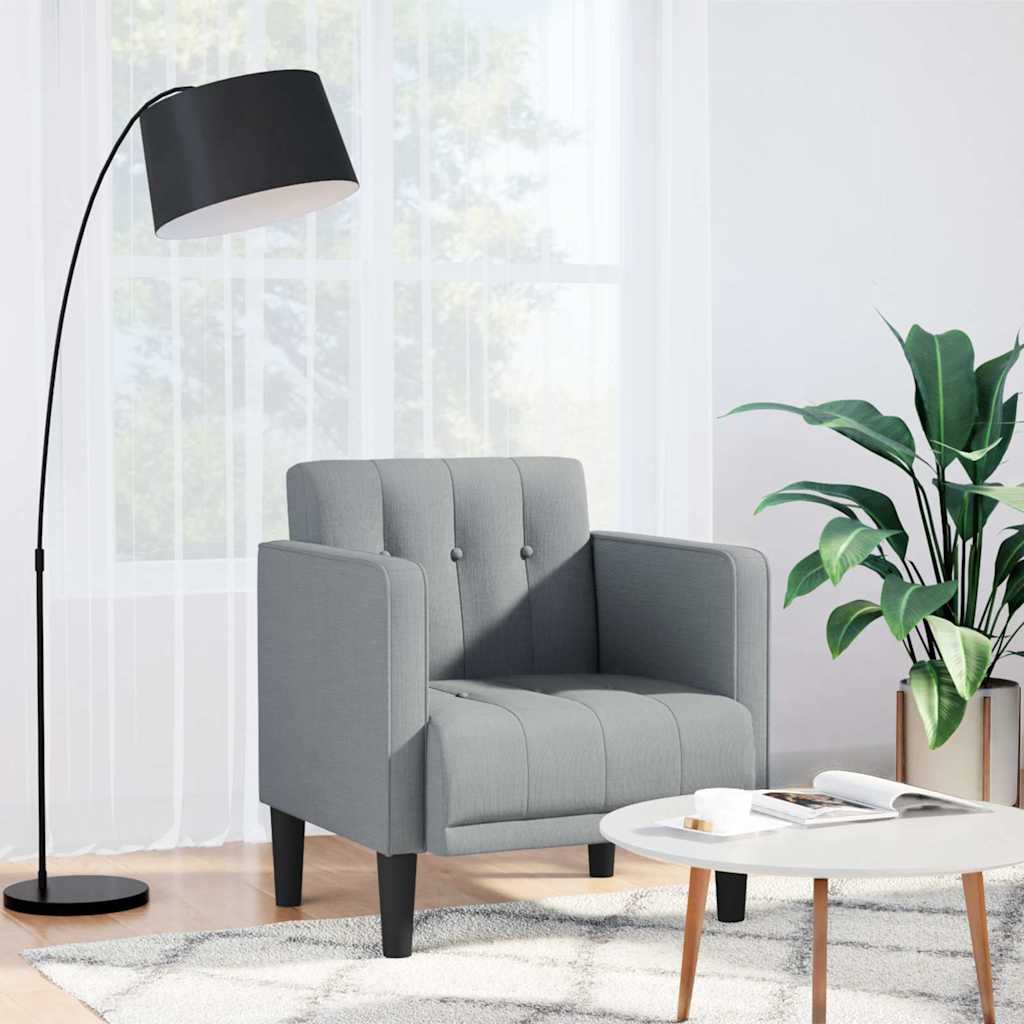 Sofa-kėdė su porankiais, šviesiai pilka, 53 cm, audinys