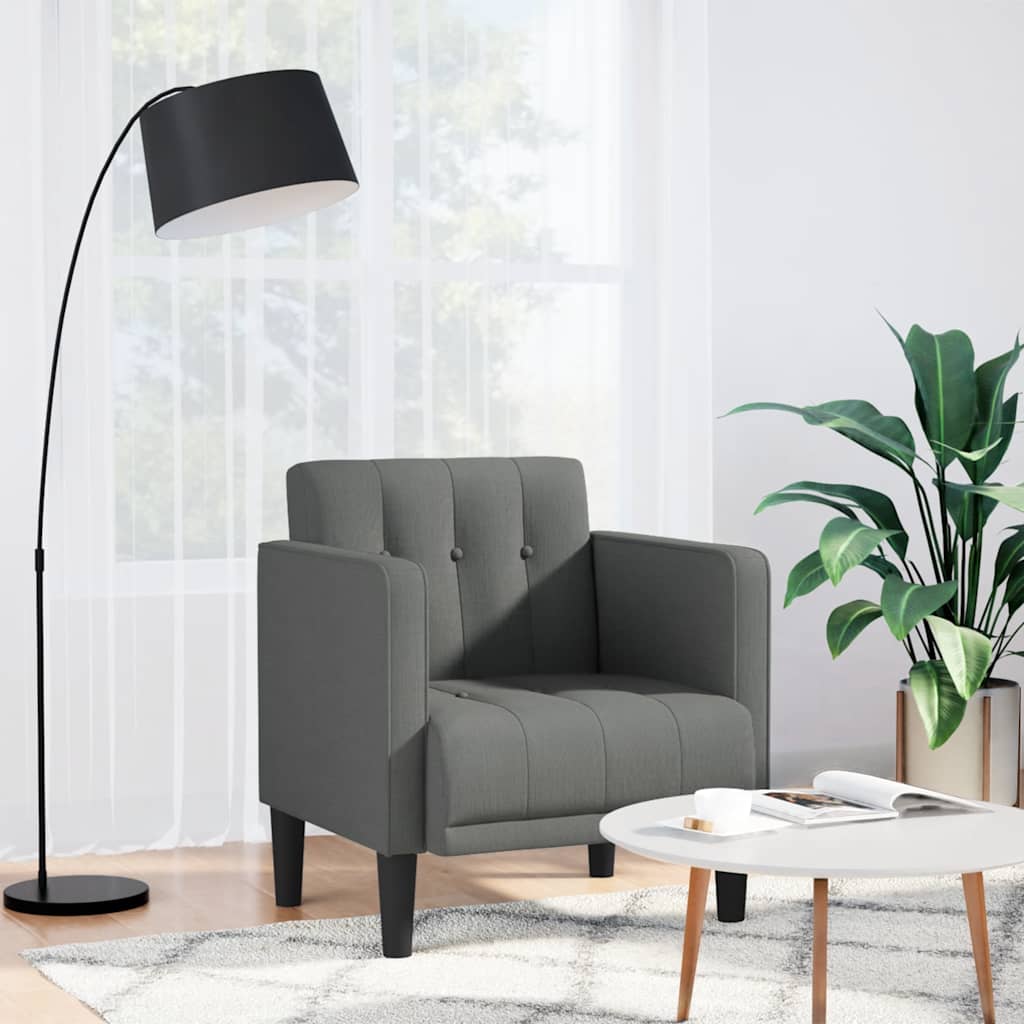 Sofa-kėdė su porankiais, tamsiai pilka, 53 cm, audinys