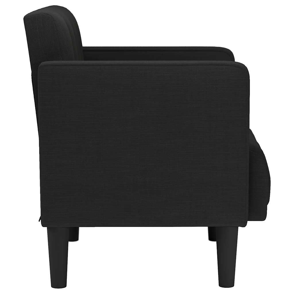 Sofa-kėdė su porankiais, juoda, 53 cm, audinys