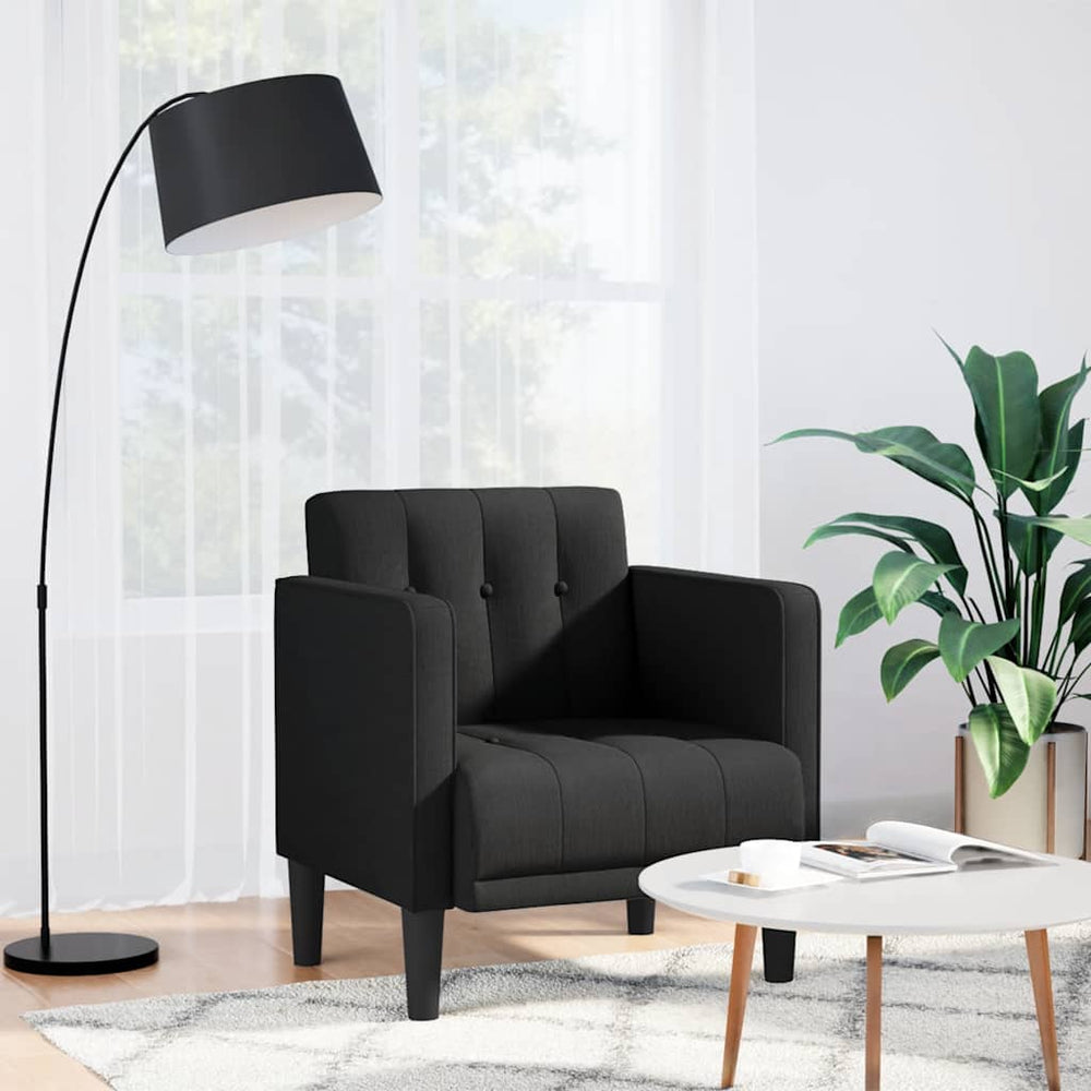Sofa-kėdė su porankiais, juoda, 53 cm, audinys